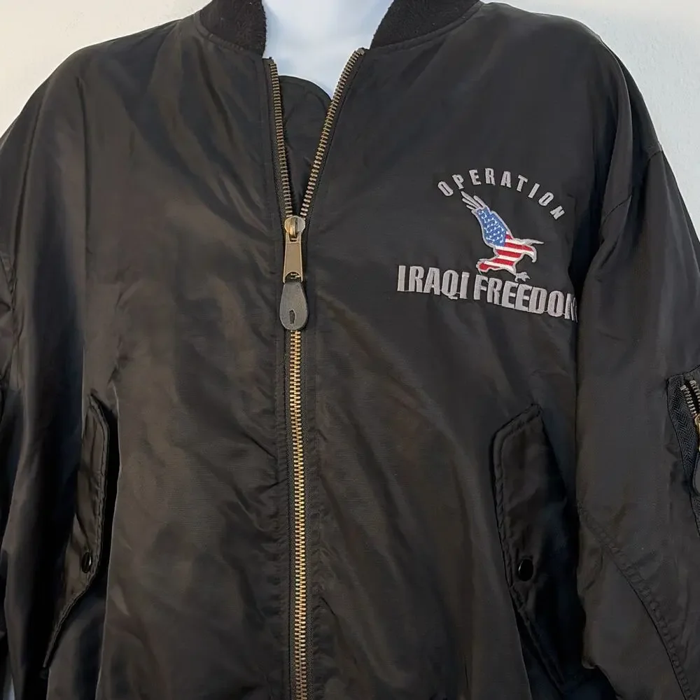Nordic Army Suppliers Ltd. Men's Black Bomber Jacket Embroidered Size L